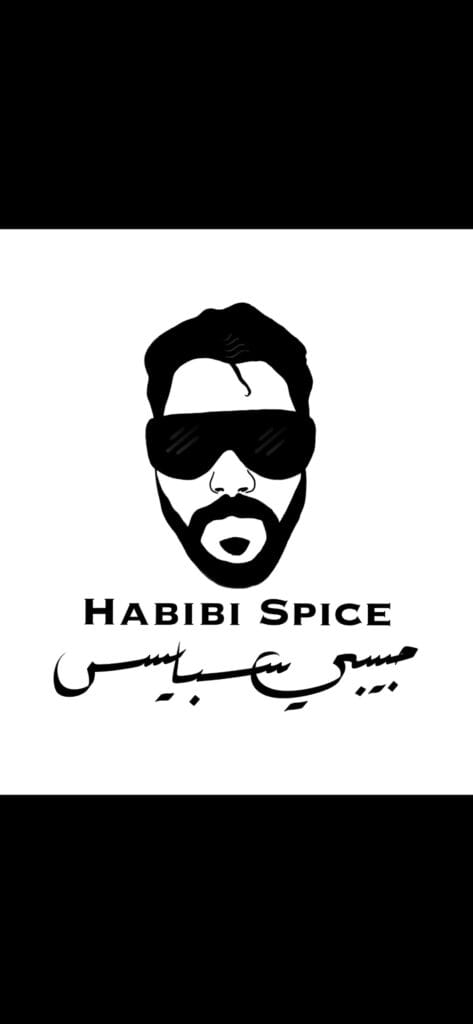 Habibi Spice logo: silhouette of a bearded man with sunglasses above Arabic script.